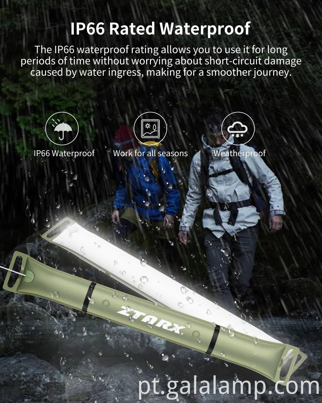 Lâmpadas de tubo de energia solar inflável portátil para viagens de acampamento